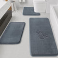 HUXMEYSON Bathroom Rugs Sets 3 Piece, Non-Slip & Quick Dry Bath Mat Set, Ultra Soft Velvet Bath Rugs for Bathroom, Toilet and Shower Floor, Grey