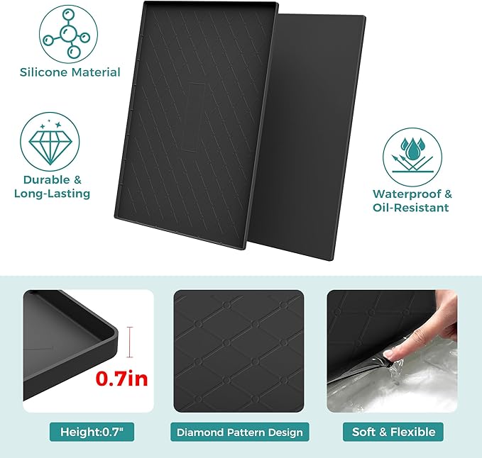 URMONA 31" x 22" Waterproof Silicone Mat in Multiple Sizes & Colors, Under Sink Mat for Kitchen & Bathroom, Pet Food Pad for Dogs & Cats, Kitchen Cabinet Liner, Multi-Purpose for Storage(Khaki)