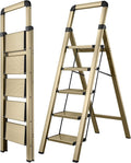 Step Ladder 5-Step Champagne Finish Aluminum Folding Ladders