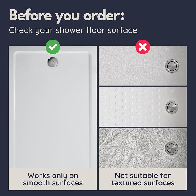 homerella® Shower Mat Non Slip Anti Mold, Non Slip Shower Mats for Inside Shower Stall Anti Slip Mat, Square Shower Floor Mat 21 x 21 in with Suction Cups & Hooks for Quick Drying, Machine Washable