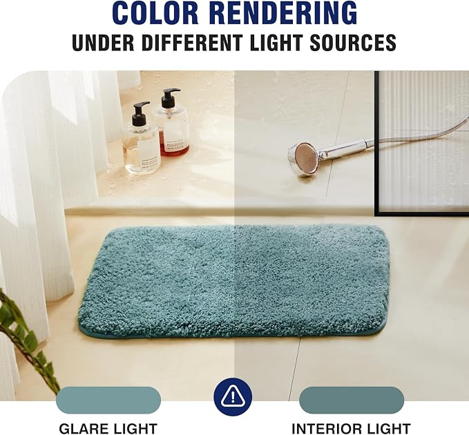 TECHMILLY Super Soft Shaggy Bathroom Rugs, Absorbent Thick Non Slip Microfiber Bath Rugs, Quick Dry Machine Washable Bath Mat for Bathroom Floor, Bathtub and Shower 17"x24"