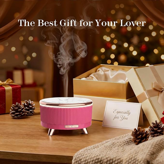 500ML Large Capacity Essential Oil Diffuser, Ultrasonic Aromatherapy Diffuser with 7 Color LED Lights with Remote Control, Cool Mist Humidifier, Timed Mist, Auto Shut-Off (Pink)