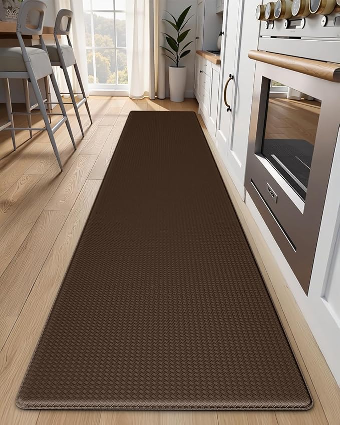 Kitchen Mats for Floor - 17"x95" Anti Fatigue Mats for Kitchen Floor - Non Slip Cushioned Rugs for Standing - Brown