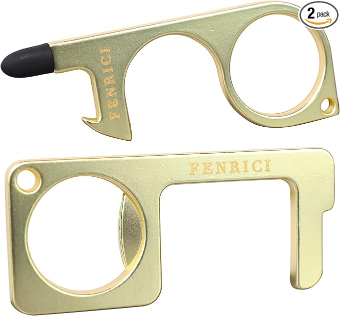 3-in-1 Stylus, Bottle Opener, and Keychain - Multifunctional Touchscreen Pen, Compact Beverage Opener, and Lightweight Keyring Accessory, Gold, 2Pack