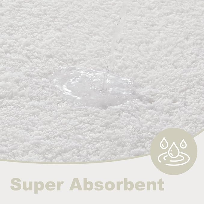 TYUU Toilet Rug, Ultra Soft Toilet Rugs U Shaped Machine Washable Non Slip Absorbent Quick Dry Toilet Mat with Rubber Backing, White 20" x 24" U Shape
