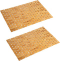 Bambo Bath Mat Bathroom Rugs Floor Wood Shower Bathtub Waterproof Non Slip Natural Accessories 16x24 Inch Easy to Clean, 2 pcs