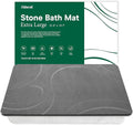 XMarrat Large Stone Bath Mat, Super Absorbent Diatomaceous Earth Bath Mat Large, Quick Drying Non-Slip Diatomite Stone Bath Mats for Bathroom, Easy to Clean (Dark Grey, Extra Large 31.5" x 19.7")