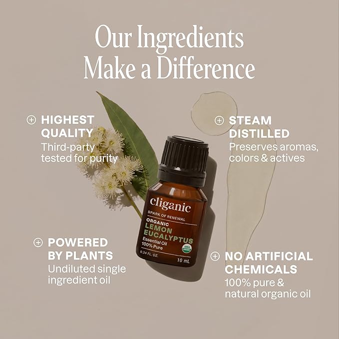 Cliganic Organic Lemon Eucalyptus Essential Oil, 10ml