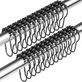 Amazer Shower Curtain Hooks, Decorative Rust Proof Stainless Steel Shower Curtain Hooks for Bathroom Shower Rods Set of 24, Matte Black