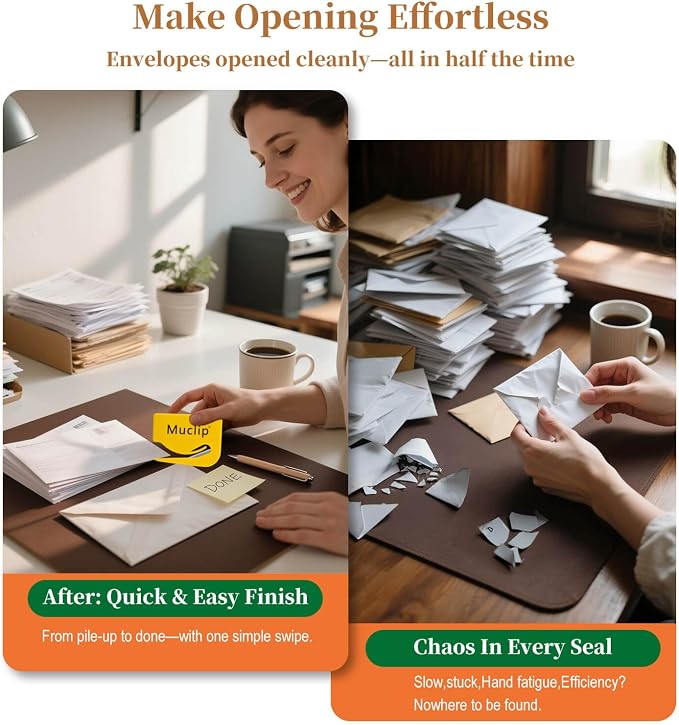 6 Pack Magnetic Letter Opener Kit - Safety Envelope Slitter with Hidden Blade & ABS Grip,6 Colors Envelope Opener for Letter,Mail,Packages,Office,Home (Includes 6 Magnetic Stickers)
