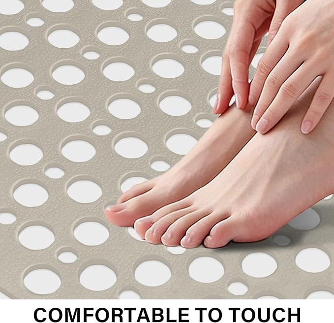 Non Slip Shower Mat: 36 X 24 Inch Large Shower Mats for Inside Shower - Soft TPE Anti Slip Long Shower Floor Mat with Large Drain Holes and Suction Cups