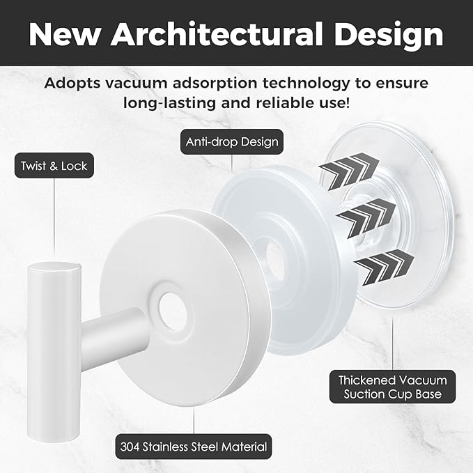 Shower Hooks for Inside Shower,No-Drill Removable&Reusable Towel Hooks for Bathroom,Heavy Duty Suction Cup Hooks for Glass Window,4 Packs(White)