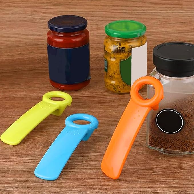3-Pack Easy Grip Can Openers - Jar Key Lid Openers - 5.5" Colored Plastic Can Openers for Weak Hands, Seniors