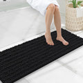 Smiry Bathroom Rugs Mat 47x17, Extra Soft Absorbent Chenille Bath Rugs, Non Slip Rubber Backing Machine Washable Quick Dry Bath Mats for Bathroom Floor, Tub, Shower, Home Decor Accessories, Black