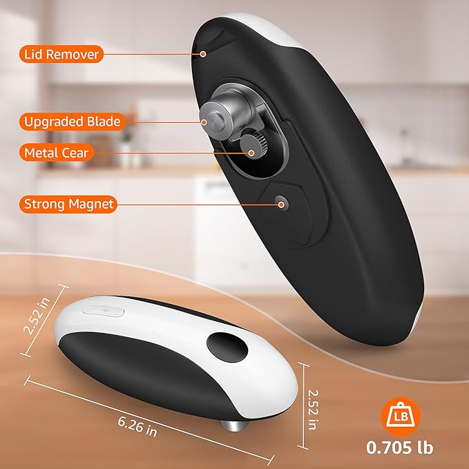 Electric Can Opener, Automatic Can Opener One Touch Operation, Rechargeable Can Opener USB-C Charge, Can Openers Smooth Edge For Seniors, Portable Kitchen Gadgets Fits Most Can Sizes