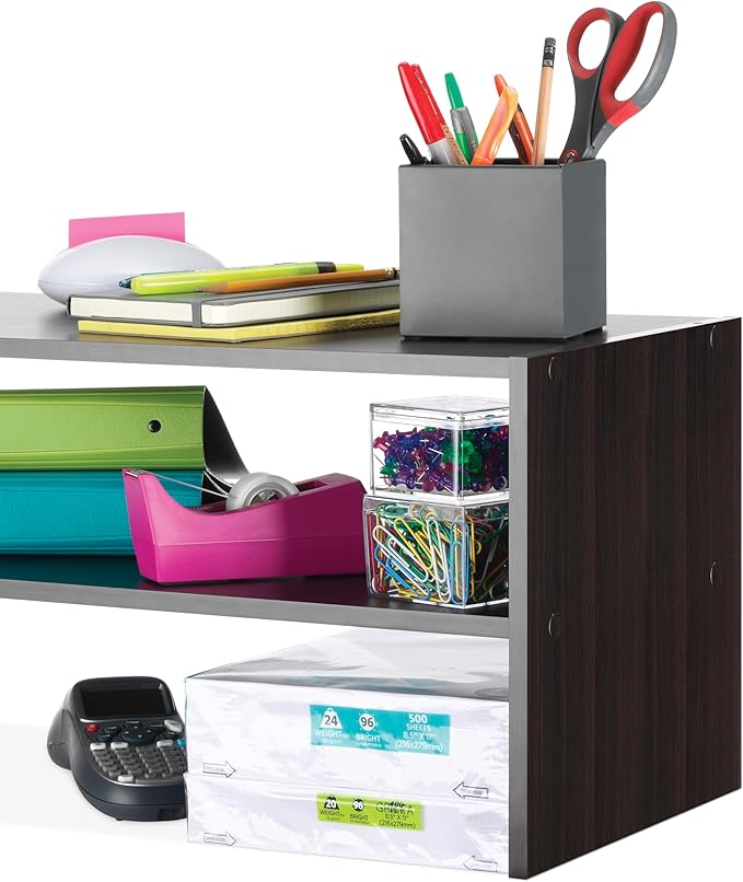 Whitmor Wood Stackable 2-Shelf Shoe Rack, 24 INCH, Espresso，2 Pack