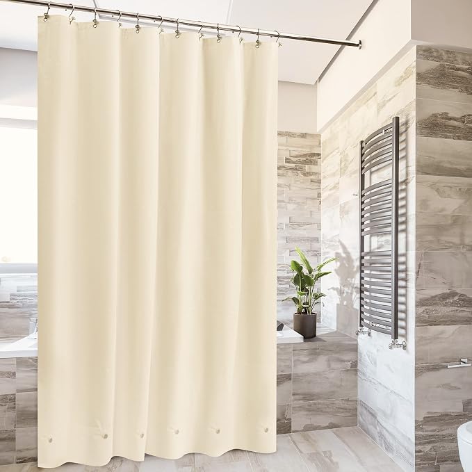 Barossa Design Beige Shower Curtain Liner with 6 Magnets - Waterproof PEVA Shower Liner for Bathroom, 72" x 72" Standard Size, PVC Free, Metal Grommets - Beige, 72x72