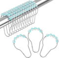 Amazer Shower Curtain Rings, Decorative Shower Curtain Hooks, Shower Curtain Hooks, Rustproof Stainless Steel Shower Hooks for Bathroom Shower Curtain-Set of 12, Ice Blu