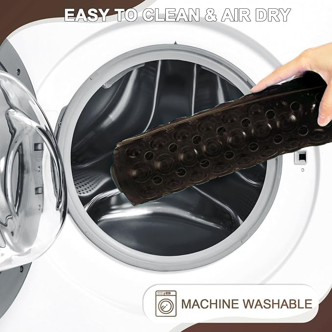 Bathtub and Shower Mats, 40x16 Inch Extra Large Non Slip Soft Bath Tub Mat with Suction Cups and Drain Holes for Bathroom Floor and Keep Tubs Clean, Machine Washable, Clear Chocolate