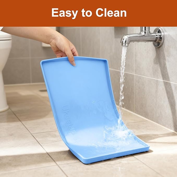 ukeetap Extra Thick Silicone Mat Waterproof with Raised Edge 19” x 12”, BPA Free Non-Slip Dog & Cat Food Mat, Feeding Mat for Food and Water Bowls, Spill Proof Mat to Protect Floors, Blue