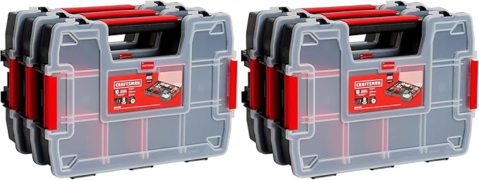CRAFTSMAN Storage Organizer,Small Parts Organizer with 10-Compartments,Lid Includes Secure Latch (CMST60964M), (Pack of 6)