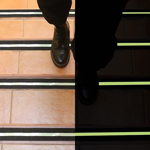 COSIMIXO 2" x 16.5FT Anti Slip Tape with Glow in The Dark Stripe,Premium Grip Tape Non Slip Stair Treads Tape,Non Skid Tape, High Traction Adhesive for Stairs Step Black/Green