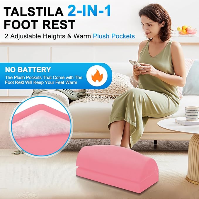 TALSTILA Foot Rest for Under Desk at Work, Under Desk Footrest, Ergonomic 2 Adjustable Heights Footrest, Footrest with Feet Warm Pocket, for Office Desk & Office Chair…