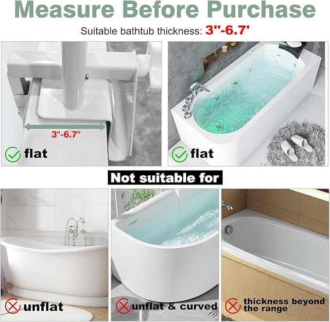YEEGO DIRECT Bathtub Safety Rail, Height Adjustable Shower Bathtub Grab Bars for Seniors, Innovative Triple Grip Bathtub Handles for Seniors, Waterproof Frame, 300 LBS Weight