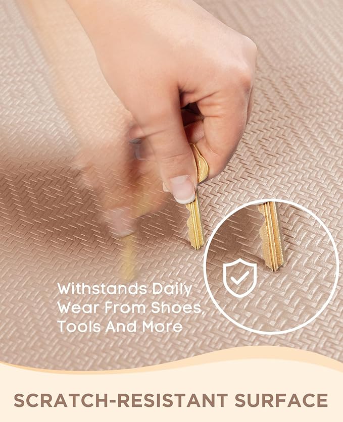 Ophanie Kitchen Mats for Floor, 1/2 inch Thick, 20x32 Anti Fatigue Christmas Cushioned Mat, Kitchen Rug, Waterproof, Comfort Ergonomic Standing Mat for Office, Home, Sink, Beige Non-Slip Ridged Bottom