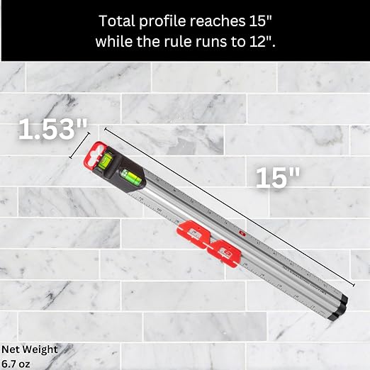 313 Measure Mate - Ultimate Home-Improvement Tool - With Level and Ruler - Features Sliding Markers and Knife Guide - Includes Nail Gripper and Drill Bit Gauge - 12 Inch