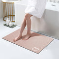 Diatomaceous Earth Bath Mat Rugs Quick Dry Super Absorbent Non Slip Rubber BottomThin Bathroom Mat Fit Under Door, Floor Rugs in Front of Bathtub,Shower Room,Sink,Washable, 17" x 32", Blush Pink
