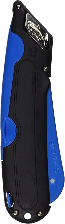 COSCO 091508 Easycut Cutter Knife w/Self-Retracting Safety-Tipped Blade, Black/Blue