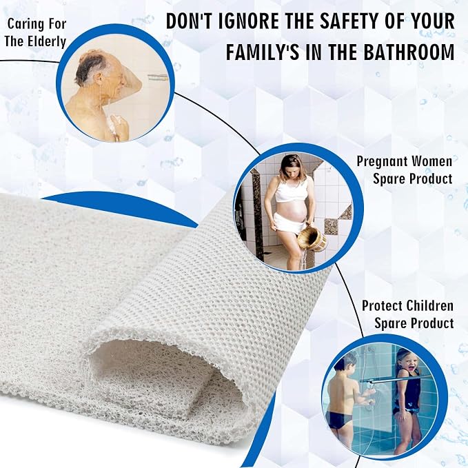 godehone Shower Mats Non Slip Without Suction Cups, PVC Loofah Bathroom Mats, Loofah Mats for Shower and Bathroom, Quick Drying, 15.7× 36 Inch, White