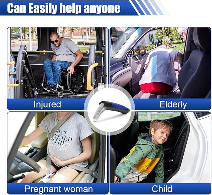 KITUREK Car Handle Assist, Multifunction Auto Door Assist, Elderly & Handicapped Support, Window Breaker Emergency Tool, Grab Bar (Blue 1 PC)