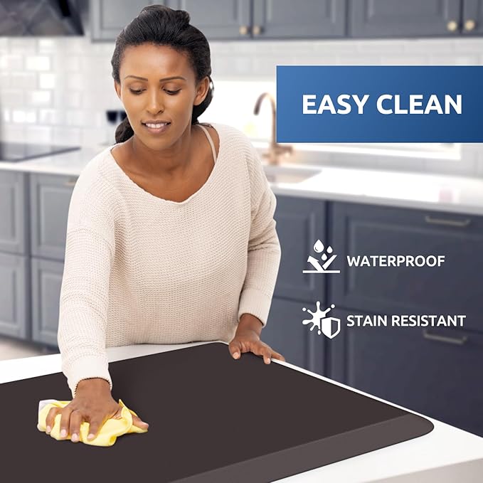 KitchenClouds Kitchen Mat Cushioned Anti Fatigue Rug 24"x70" Water Resistant, Non Slip, Standing and Comfort Desk/Floor Mats for House Sink Office (Chocolate)