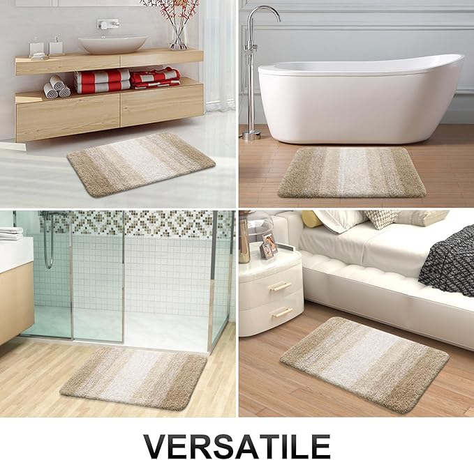 OLANLY Bathroom Runner Rugs Mat 47x20, Extra Soft Absorbent Microfiber Bath Rugs, Rubber Backing, Quick Dry, Washable Long Bath Mats for Bathroom Floor, Tub and Shower, Home Decor Accessories, Tan