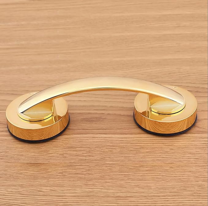 Glass Door and Window Handle, Suction Cup Bathroom Sliding Doors Handles, Non-Porous Handles Shower Grab Bars, Cabinets and Wardrobes Non-Marking Handle (Gold)