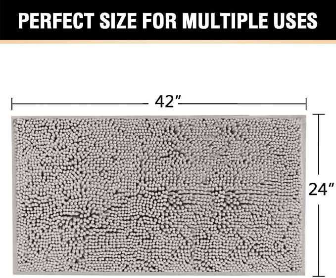 H.VERSAILTEX Microfiber Bath Rugs Chenille Floor Mat Ultra Soft Washable Bathroom Dry Fast Water Absorbent Bedroom Area Rugs, 24 x 42 - Inch, Dark Grey