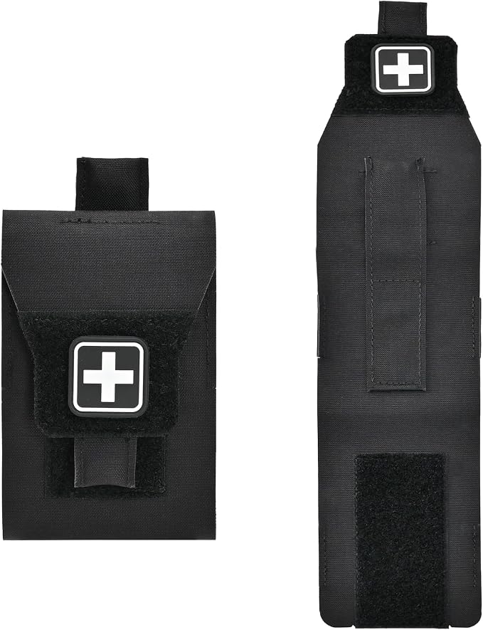 Mini IFAK Pouch, Compact Empty First Aid Organizer with Elastic Loops and Pull Tab, Portable EDC Micro Trauma Pouch for Pocket Backpack and Outdoor Carry