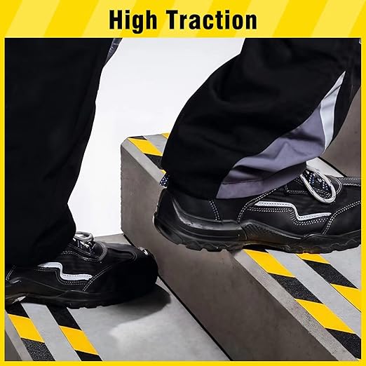 S&X Anti Slip Tape 1" x 60' Black and Yellow Safety Non Slip Strip, High Traction Grip Tape for Stairs, Steps, Ramps, Boats, Decks, Long-Lasting, Waterproof, Weather-Resistant