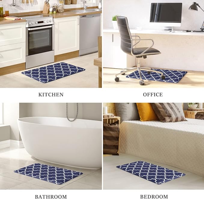 WISELIFE Kitchen Runner Rugs Anti-Fatigue mats - 4/5 Inch Non Slip Waterproof Ergonomic Comfort Mat for Kitchen, Floor Home, Office, Sink, Laundry (17.3"x 28",Blue)