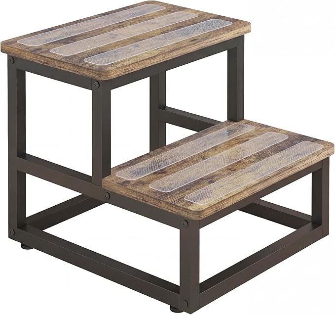 2 Tier Step Stools for Adults with Non-Slip Stickers, Heavy Duty Bed Steps for High Beds,Kitchen Step Stool, Step Stool for RV