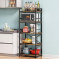 Denkee 5-Tier Bakers Rack with Storage, Kitchen Microwave Stand Shelf, Coffee Bar for Small Spaces, Free Standing Kitchen Storage Shelf Rack, 23.62" L x 15.75" W x 60.24" H