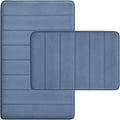 RUN HELIX Bathroom Rugs Set 2 Piece Memory Foam Bath Non-Slip Bath Mat,Washable Room Mats,Absorbent Shaggy Rugs Super Soft Kitchen Mats, Batroom Carpets for Bathroom,Tub,Shower Home Decor（Dark Blue）