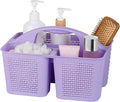 UUJOLY Plastic Portable Shower Caddy Basket Bucket, Cleaning Shower Basket with Handle Compartments Storage Basket Organizer for Bathroom Kitchen College Dorm Sink, Purple