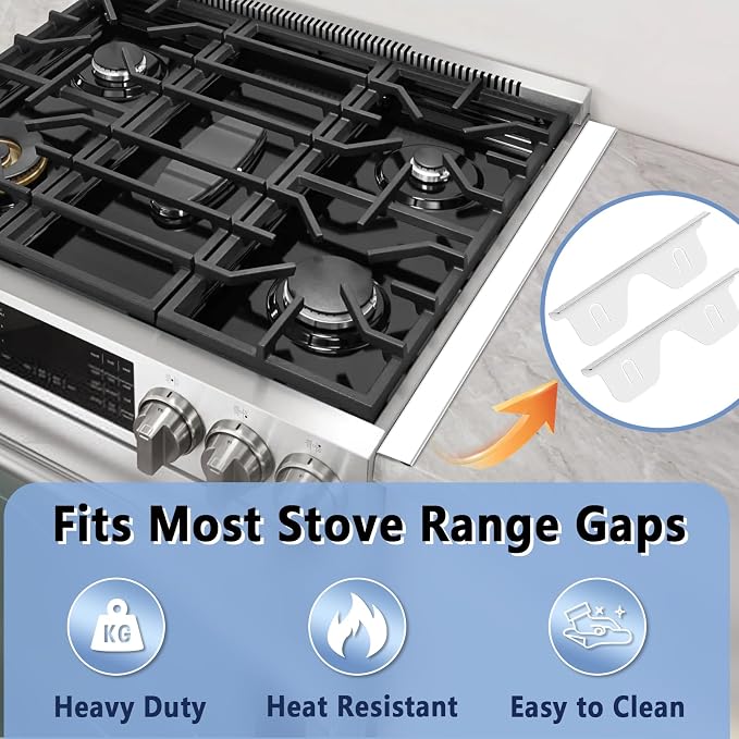 Stove Gap Covers Stainless Steel, 2 Pcs Stove Gap Filler for Counter Side Gap, Retractable Length 13.8" to 27.5"