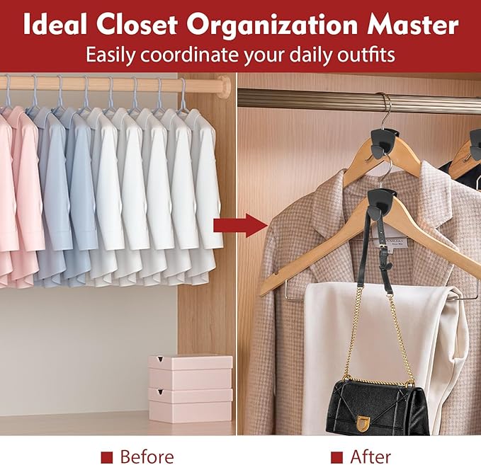 Latoxcaa Space Saving Hanger Hooks 30Pcs, Upgrade Heavy Duty Space Saver Hangers Connector Hooks for Clothes, Premium Hanging Closet Organizer for Dorm, Ganchos para Colgar Ropa, Black