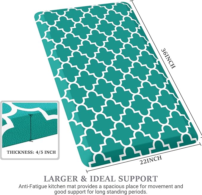 WISELIFE Anti Fatigue Floor Mat - 4/5 Inch Thick Kitchen Mat Non Slip Waterproof Heavy Duty Ergonomic Comfort Mat Durable for Home, Office, Sink, Laundry,(22" x 36", Green)