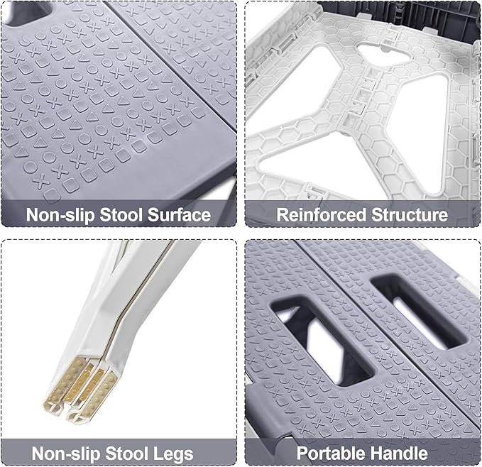 Shower Stool for Shaving Legs, 1 Pack Foot Rest Folding Stool Step to Shave Legs Shaving for Inside Shower Foldable Small Waterproof Plastic Corner Gray White