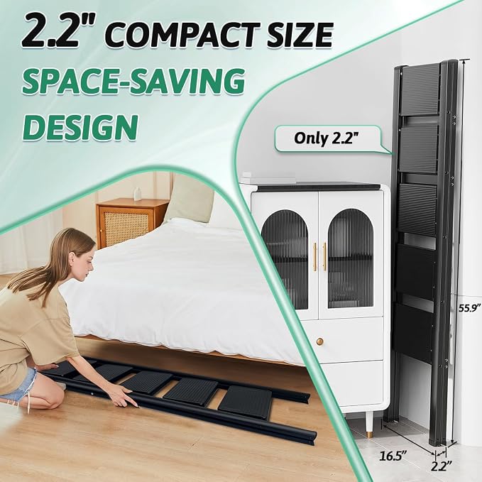 5-Step Folding Ladder for Home Use, Heavy-Duty Step Ladder with Anti-Slip Wide Steps, Portable Foldable Ladder, 330 lbs Load Capacity